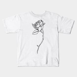 Minimal rose flower line art Kids T-Shirt